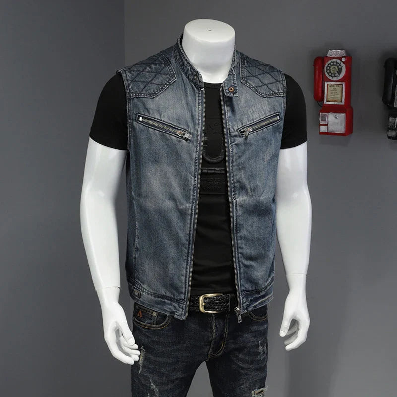 Retro nødlidende denimjakke til mænd - Rockeh