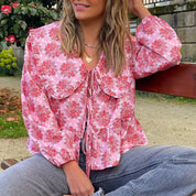 Blomstret Bluse i Babydoll-Stil- Babbas