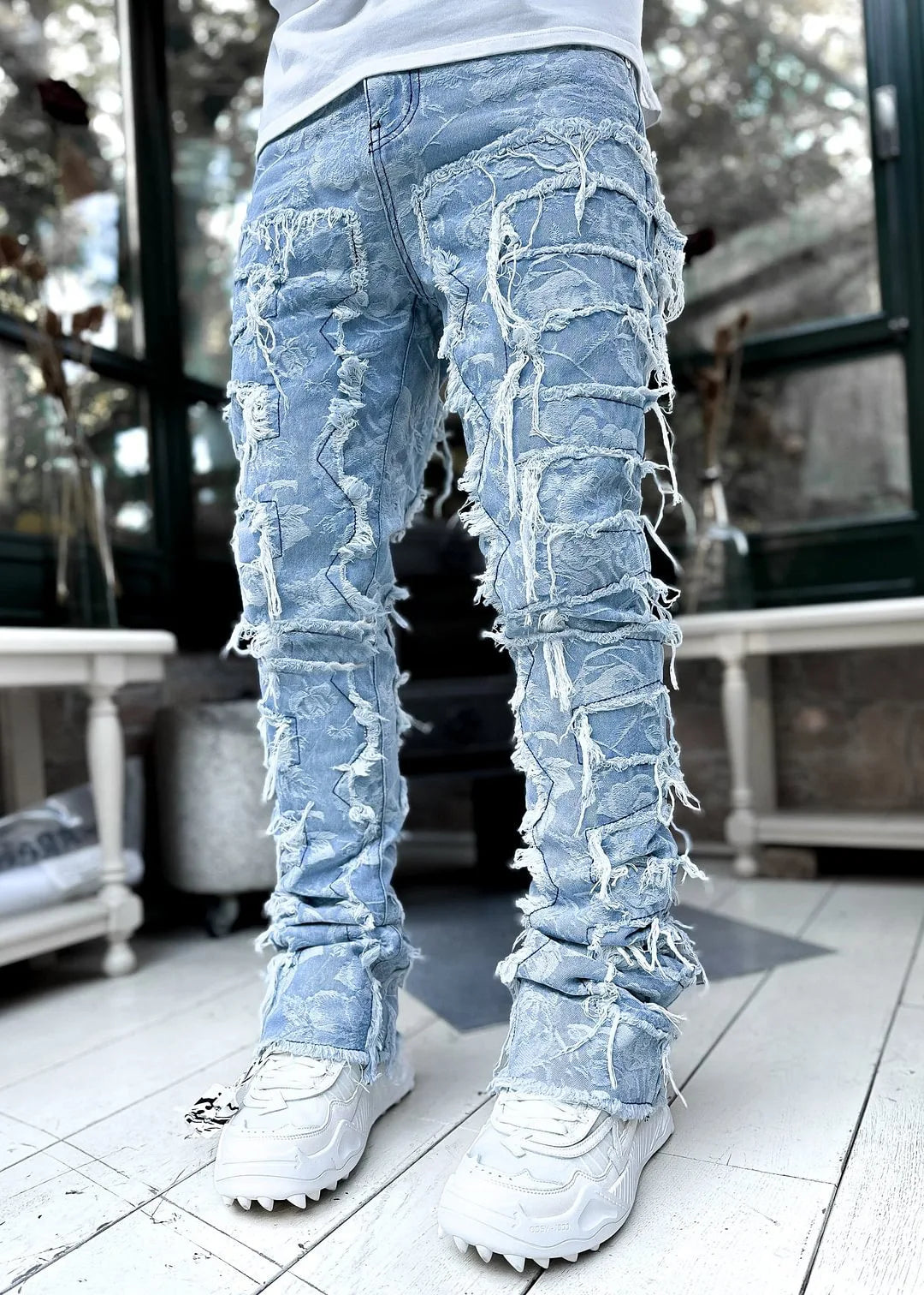 Distressed Straight Denim Herrebukser til Hip Hop Streetwear Stil - Nortun