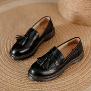 Premium Læder Oxford Arbejdskontor Kvinder Stilfulde Loafers - Urana