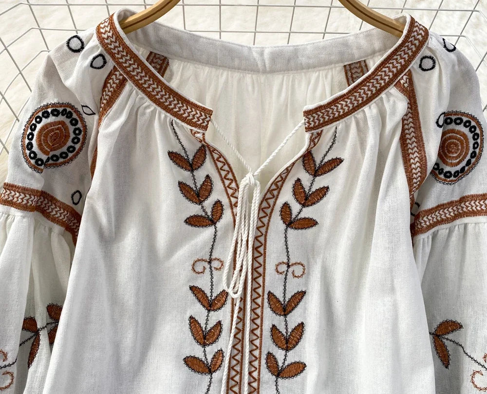 Boho Stil langærmet Bluse - Evenia