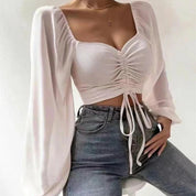 Moderne Damebluse med Pufærmer - Elegant Look til Enhver Lejlighed - Irmana