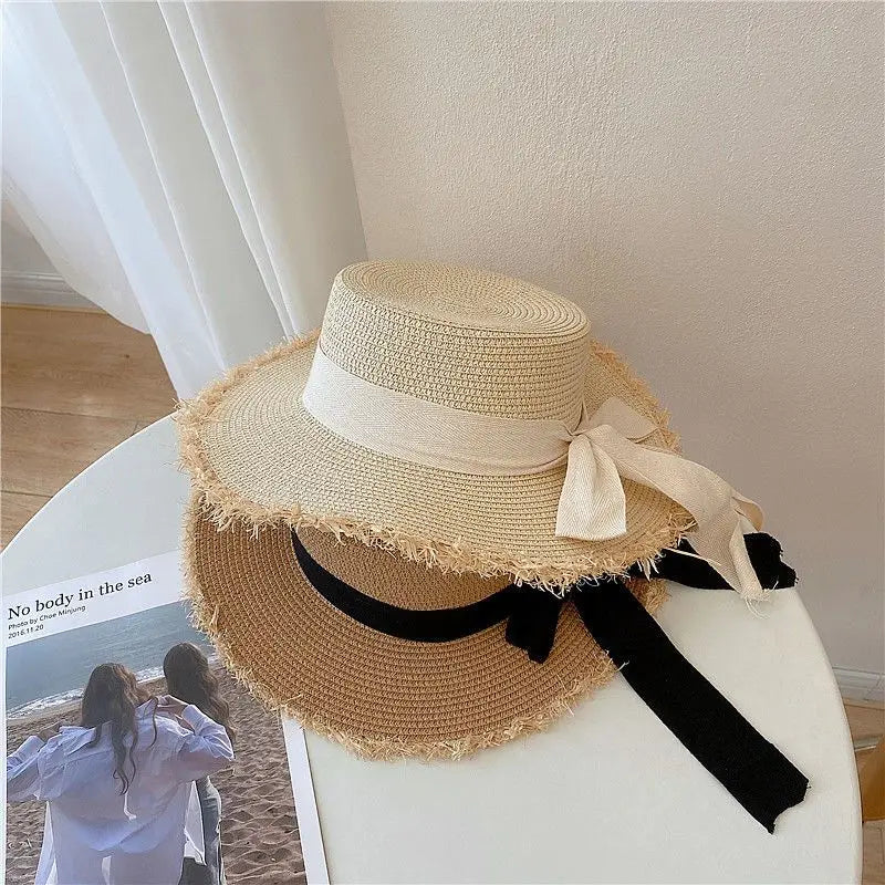 Vævet distressed trim sløjfebånd solhat - Sommer - Mikotia