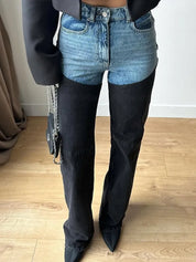 Y2K Højtaljede Patchwork-Denimbukser til Kvinder - Larka
