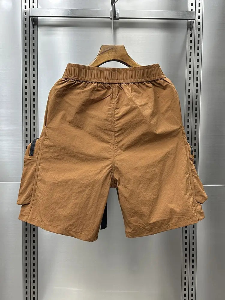 Elastisk justerbar talje Cargo Stil Shorts med store lynlåslommer - Tizzo