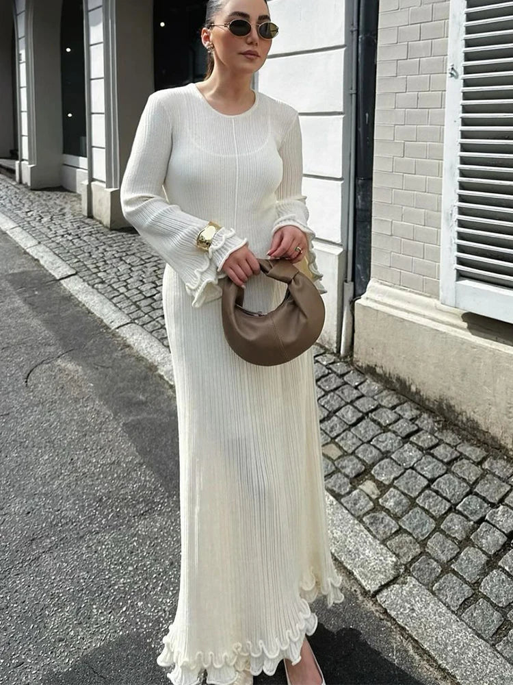 Elegant Maxi Strikkjole uden Ryg til Kvinder - Ellenaz