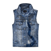 Rippet ærmeløs Denimvest til Mænd - Billyo
