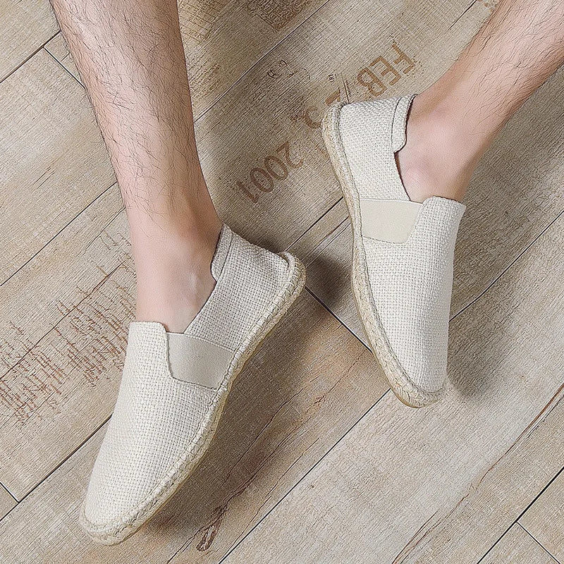 Lette Espadriller til Mænd | Åndbar Canvas Sommersko | Komfortable Glide På Sko med Hamp Fiber Såler - Colind