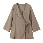 Forårs Linned Damesæt [ Kimono top + Brede Bukser ] - Marlani