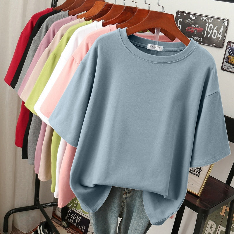 Bomuld basic plus-størrelse T-shirt til kvinder - Annika