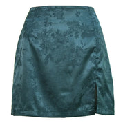 Jacquard Satin Højtaljet Mini-Nederdel - Vinead