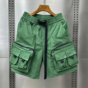 Elastisk justerbar talje Cargo Stil Shorts med store lynlåslommer - Tizzo