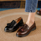 Premium Læder Oxford Arbejdskontor Kvinder Stilfulde Loafers - Urana