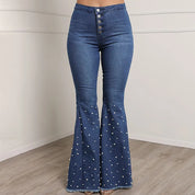 Højtaljede Y2K Flared Jeans til Kvinder - Cherryla