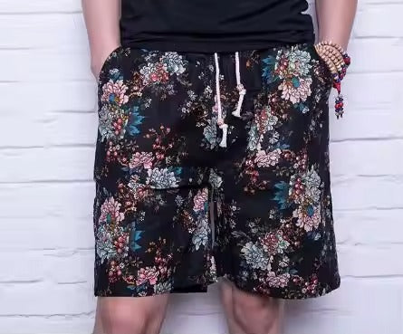 Hip Hop-Printede Bomuldshorts med Snoretræk | Sommer | Forår - Marok