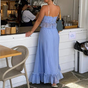 Ruched Flæse Maxi Nederdel Matchende Sæt Beachwear - Reini