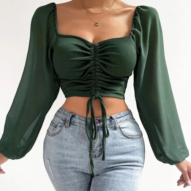 Moderne Damebluse med Pufærmer - Elegant Look til Enhver Lejlighed - Irmana