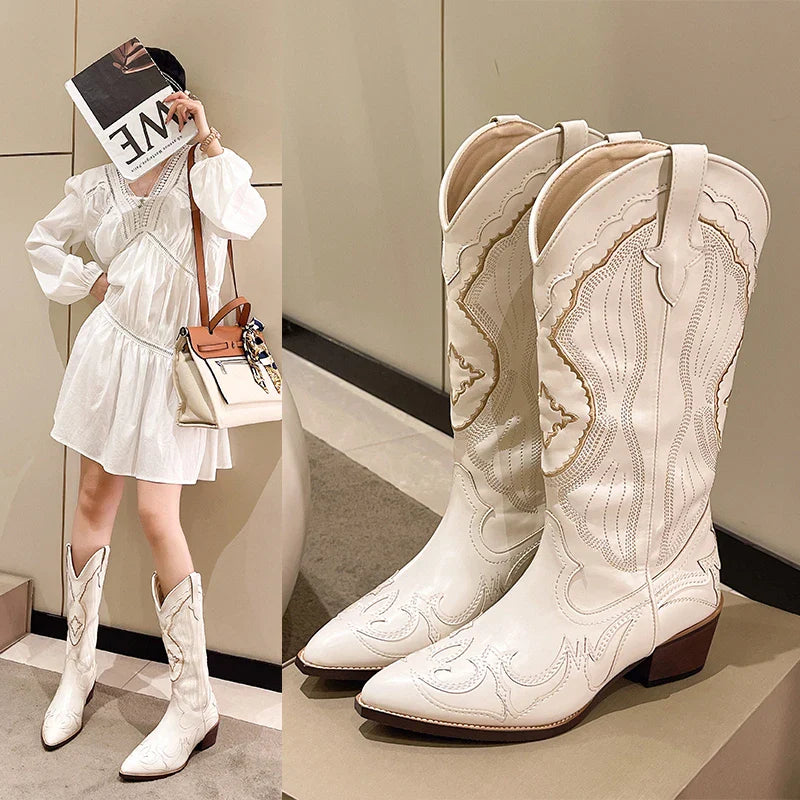 Western Style Knæhøje Cowboystøvler til Damer | Forårs Kollektion - Ameta