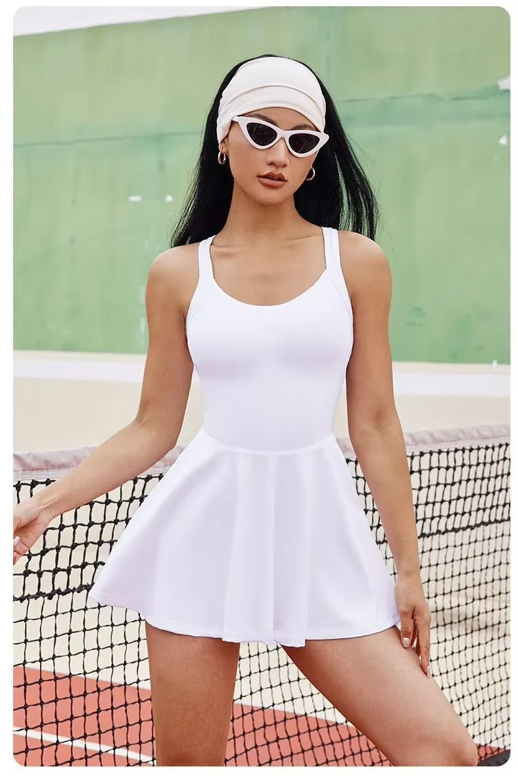 Dame Tennis og Golf Onesie - Rygkors Skort Jumpsuit - Harlana
