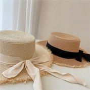 Vævet distressed trim sløjfebånd solhat - Sommer - Mikotia