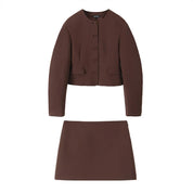 Elegant 2-delt Mini-Nederdel og Blazersæt med Ballonknapper - Lauran