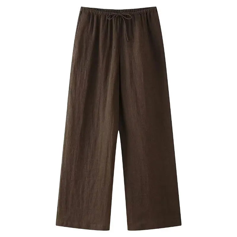Forårs Linned Damesæt [ Kimono top + Brede Bukser ] - Marlani