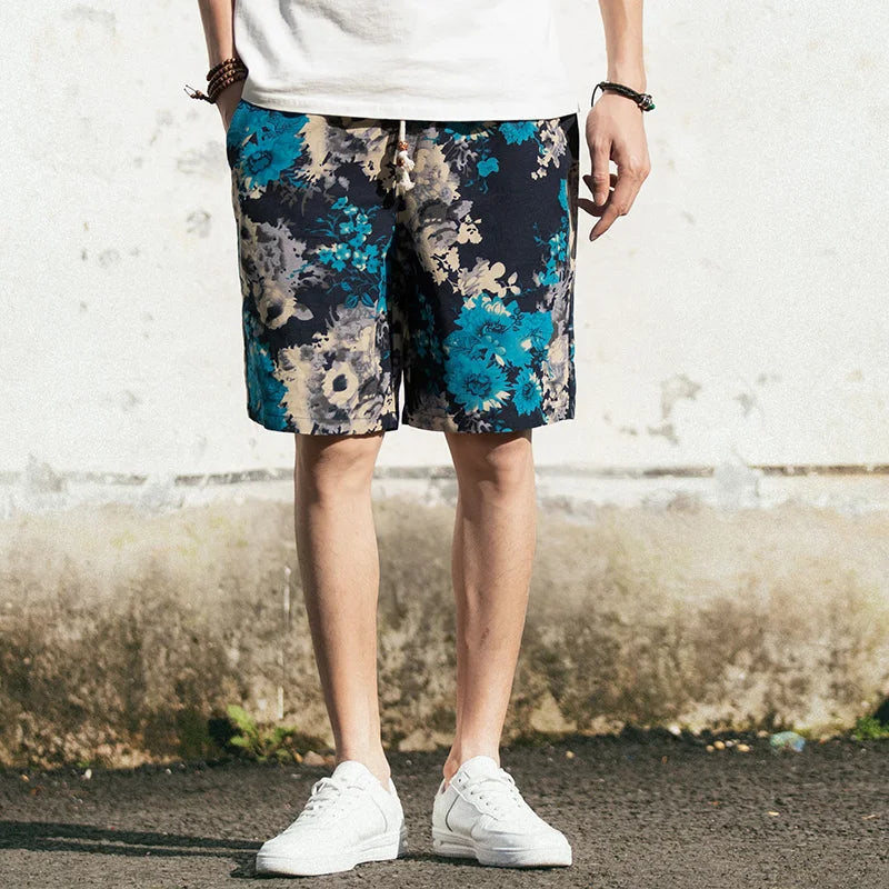 Hip Hop-Printede Bomuldshorts med Snoretræk | Sommer | Forår - Marok