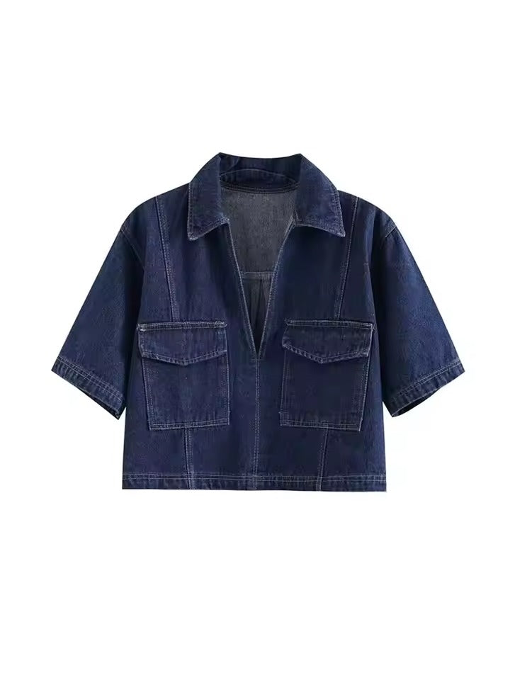 Denim top og mini nederdel - todelt sæt - Urema