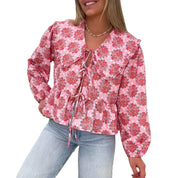 Blomstret Bluse i Babydoll-Stil- Babbas
