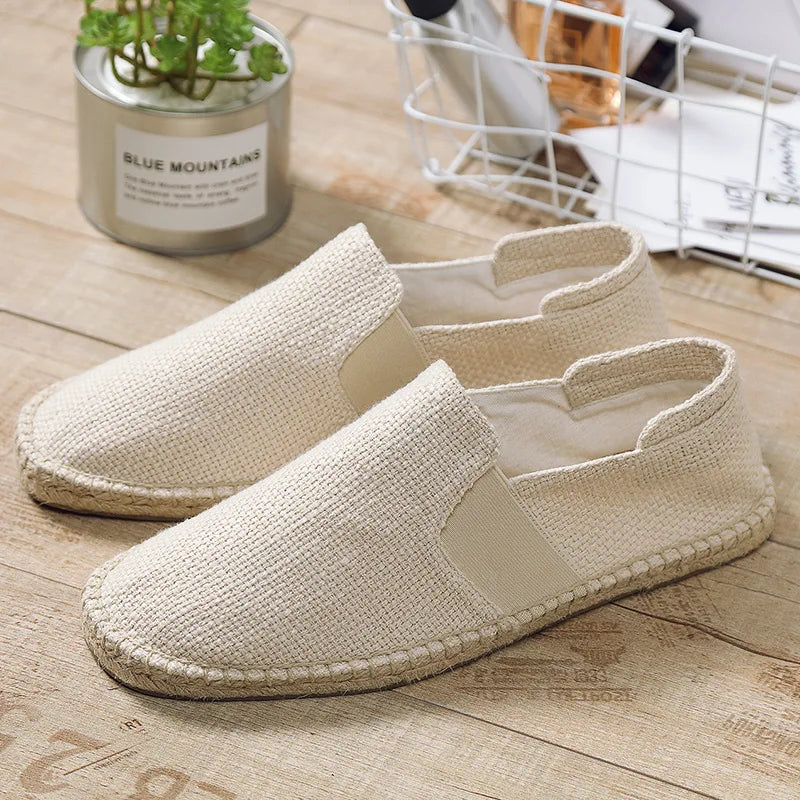 Lette Espadriller til Mænd | Åndbar Canvas Sommersko | Komfortable Glide På Sko med Hamp Fiber Såler - Colind