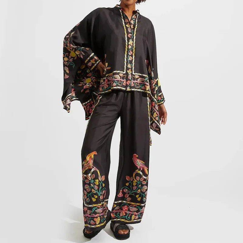 Printet Streetwear Hør Damesæt - Mairina
