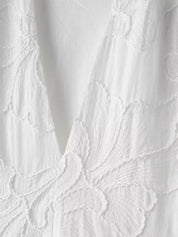 Puffærmet V-hals broderet sommerkjole - Michella