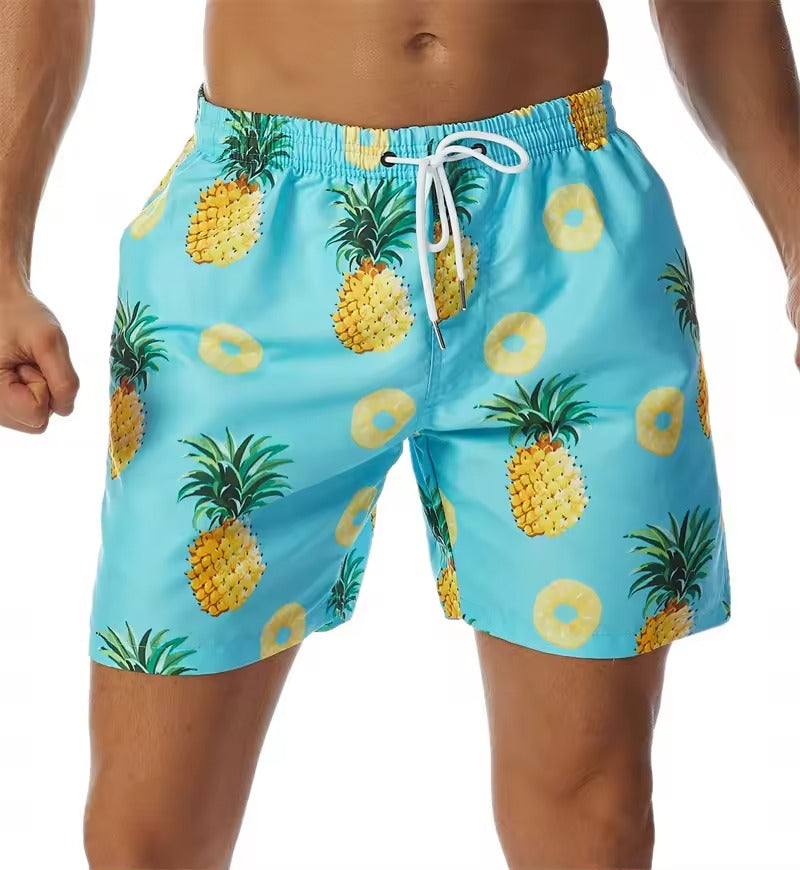 Strandshorts med tropisk tryk elastisk talje til mænd - Quveno