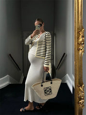Zebra Trykke Stribet Cardigan og Shorts Sæt | Forårskollektion - Alentina