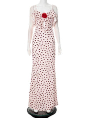 Print Polka Dot 3D Blomster Kvinder Maxi Kjole - Kitty