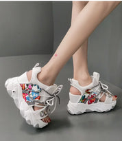 Chunky Neon-sandaler med høj platform og sporty detaljer - Preema