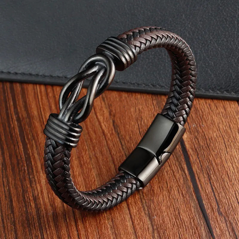 Flerlags Vævet Læderarmbånd til Mænd - Zacco