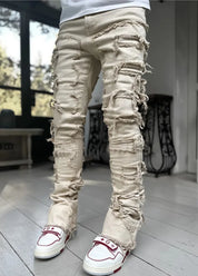 Distressed Straight Denim Herrebukser til Hip Hop Streetwear Stil - Nortun