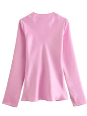 Elegant Damebluse Lavet af Satinsilkestof | Business-og Aftentøj - Tehila