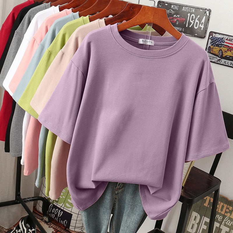 Bomuld basic plus-størrelse T-shirt til kvinder - Annika