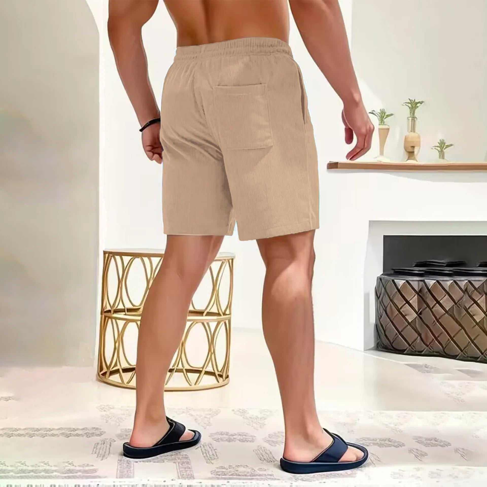Veddy - Fløjls sommershorts med elastisk linning til mænd