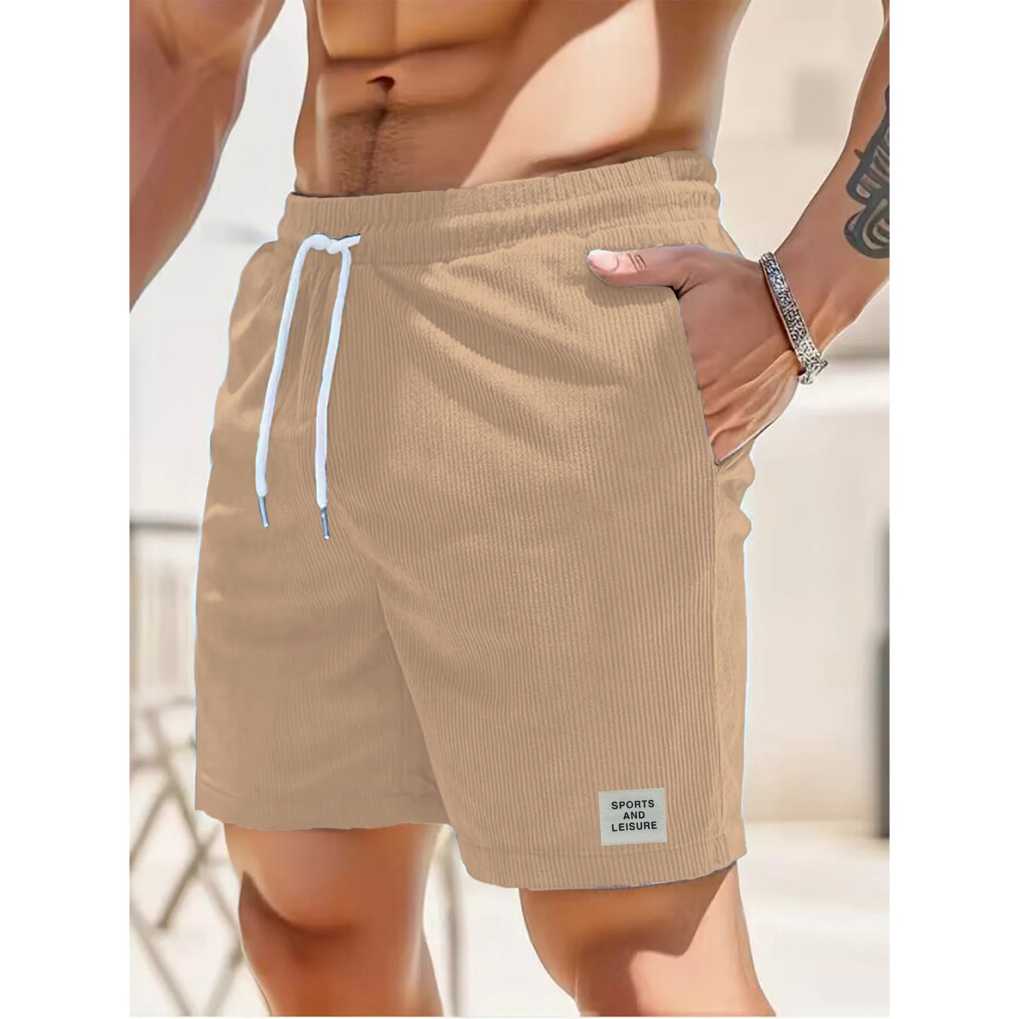 Veddy - Fløjls sommershorts med elastisk linning til mænd