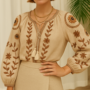 Boho Stil langærmet Bluse - Evenia