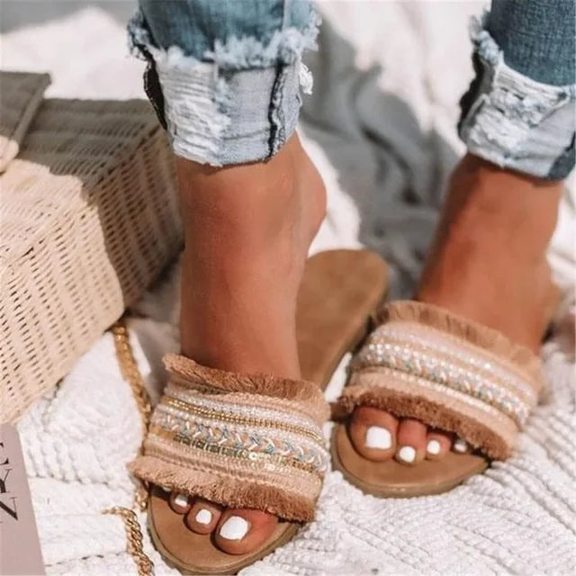 Flad bund Fashion One Word Slippers Womens ShoesFlad bund Fashion One Word Slippers Womens Shoes - Realena