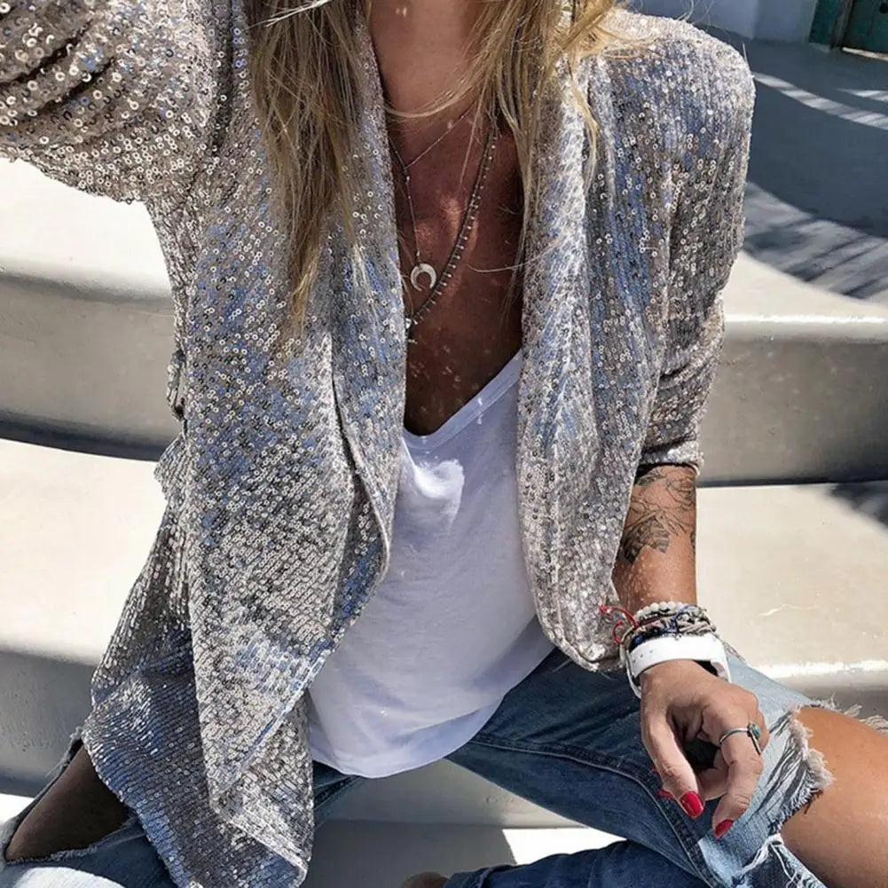 Glitterblazer med en afslappet pasform - Zoay