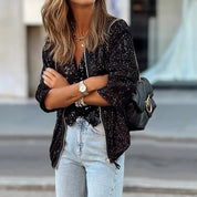 Loungewear-jakker med O-hals og pailletter - Diane