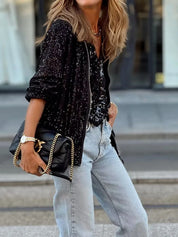 Formel Slim Pasform Glitter Festblazer til Kvinder - Madely