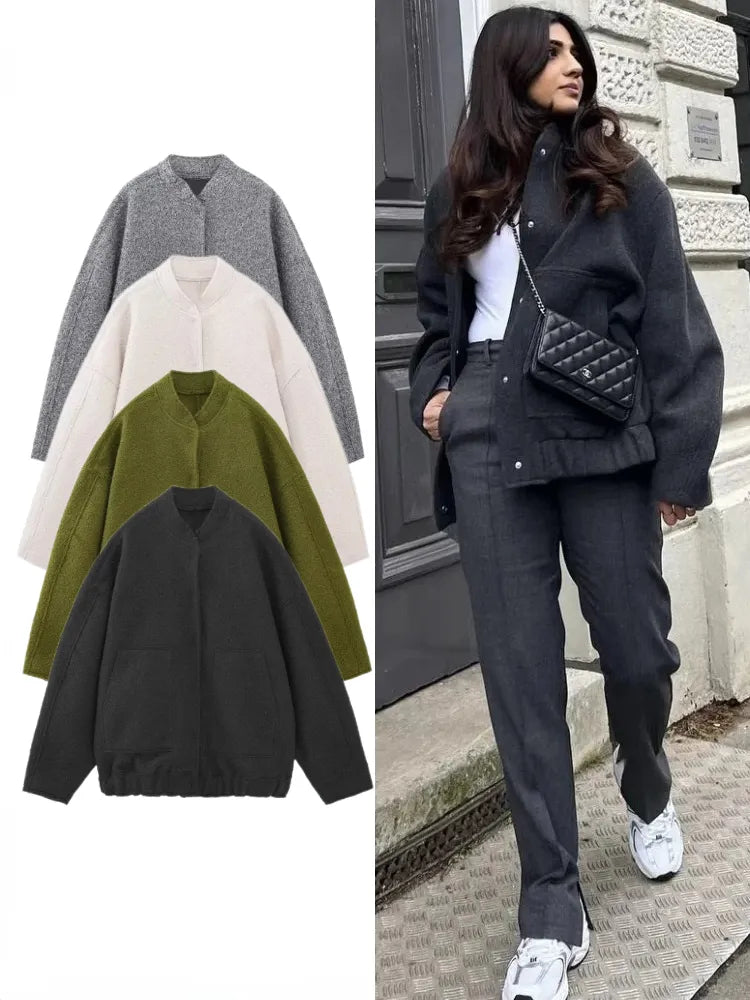 Hesula | Oversized bomberjakke i tweed til kvinder