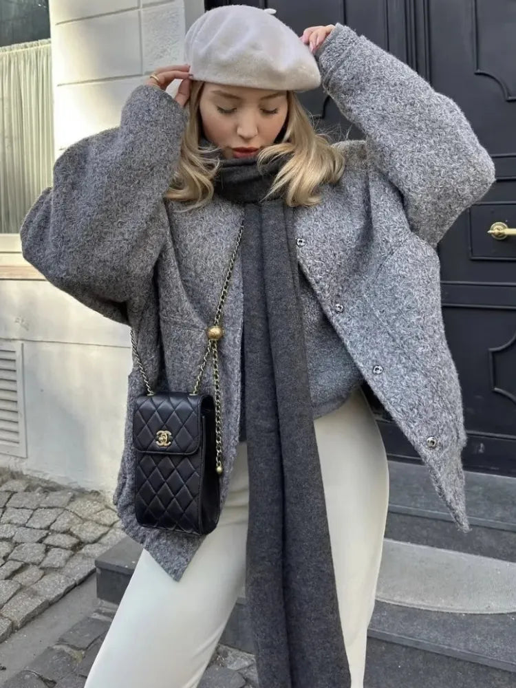 Hesula | Oversized bomberjakke i tweed til kvinder