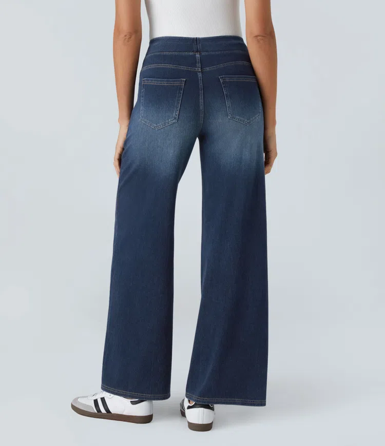 Højtaljede Jeans med Brede Ben og Strække til Kvinder - Otana